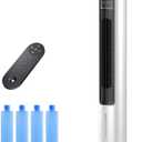 BIESQYA Windowless Portable Air Conditioner Ac Unit with Remote,37 Ventless Evaporative Air Cooler,Quiet Swamp Cooler for 4 Modes, Ductless Tower Fan For 12H Timer, Ice Packs for home White