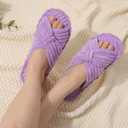 JIASUQI Women's Purple Faux Fur Criss Cross Open Toe House Slippers for Women (Purple)