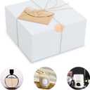 YUEFANBOX 12 Pack White Gift Boxes, 8x8x4in, with Lids, 80ft Twine, Stickers & Tape, Easy Assemble for Bridesmaid Proposal, Wedding, Party Favors