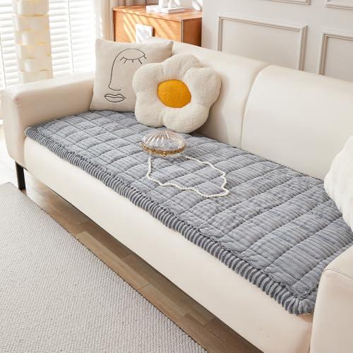 Awjcsv Couch Cover for Dogs Washable, Fuzzy Pet Couch Covers for 3 Cushion Sofa Pet Friendly, Non Slip Sofa Cover (Light Gray, 27.6" x 59")
