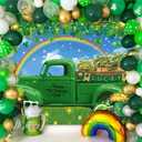 Happy St. Patrick's Day Truck Backdrop 7x5FT Irish Gold Coin Shamrock Rainbow Green Truck Photography Background St. Patricks Day Party Decorations Supplies Photo Props