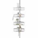 Home Tension Pole Shower Caddy Corner Shower Storage System with 4 Adjustable Baskets