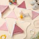 Oudain 2 Pcs Pennant Banner Flags Nursery Garland Triangle Bunting Flags Playroom Wall Decor Banner for Nursery Baby Shower Birthday Boho Wedding Party Event, Each 7.75 ft(Pink Color)