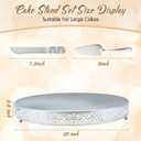 Wenqik 20 Inch Silver Cake Stand Set Metal Round Cupcake Dessert Stand with Cake Cutting, Spatula Wedding Cupcake Pastry Display Candy Holder Display for Wedding Party Birthday Baby Shower(Classic)