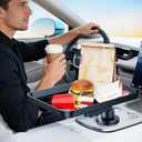 Car Cup Holder Tray, Car Food Tray Table for Car Eating Lunch, Cup Holder Expander Insert Interior, Long Road Trip Essentials Travel Patrol Accessories Drink Holder Organizer for Semi Truck Rv