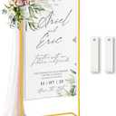 Wedding Sign Holder,Adjustable Welcome to Our Wedding Sign Stand with 2 Leather Sign Hanging Straps,Wedding Seating Chart Stand for Party,Baby Shower,Graduation Ceremony(Posters Excluded)