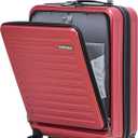 TydeCkare 20 Inch Carry On Luggage with Front Pocket, 21.65 * 15.35 * 7.87" Suitable for Airplane Overhead Bin, 34L PC+ABS Hardshell, Wine Red