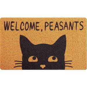 Mindsoft Welcome Peasants Cat Doormat Mat Funny Black Doormat Rug Door Front Door Rug for Bedroom Home Indoor Holiday Decoration 18 x 30 Inch(Peasants Cat)