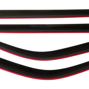 Window Deflectors, Black, Smoke Tint, 4-Piece Set, Automotive Wind Guards with Red Accent Trim