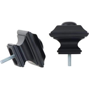 Ivilon Square Finials for Curtain Rods of 1 and 1-1/8 Inch Diameter Color Black