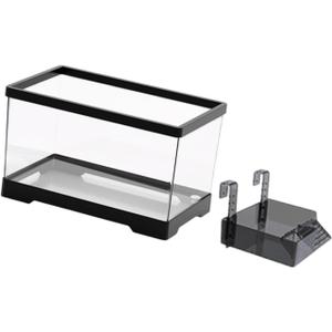 Turtle Tank Aquarium Reptile Habitat Terrapin Hideout Tortoise Enclosure Starter Kit Aquatic Terrarium for Resting Climbing, Black, M with Platform