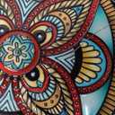 Oak Bohemia Lazy Susan 10.2" Turntable Organizer for Table Top with Ceramic 3D Boho Texture, Round Wooden Lazy Susan for Dining Table Decor, Kitchen, Countertop, Home Decor, Walnut Wood, Farmhouse