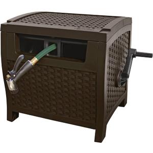 Suncast 175 ft. Wicker Style Resin Hose Hideaway with Hose Guide, Java, Made in the USA