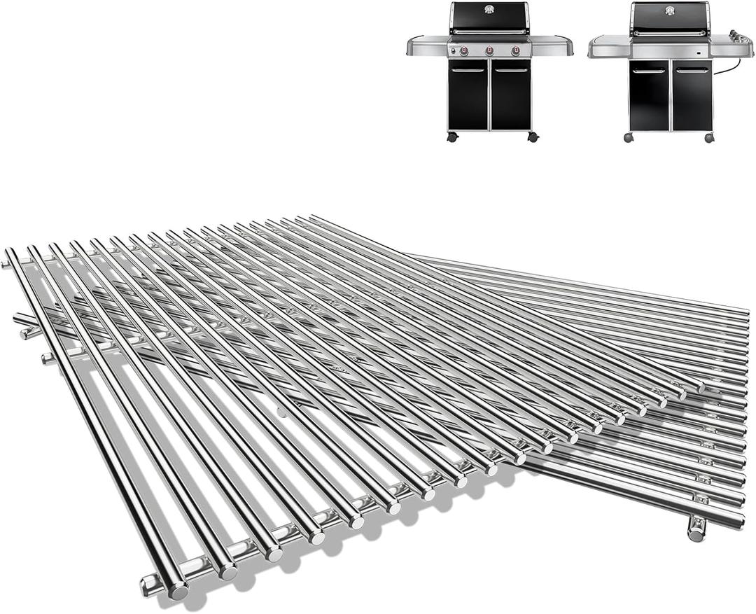 Grill Parts for Weber Genesis 300 Series, 19.5" Grill Grates for Weber Genesis E-310, E-320, E-330, 304 Stainless Steel Replacement Parts for Weber Genesis 7528 7524 (Fits Genesis 300 With Front Knobs)