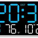 Large Display USB Digital Alarm Clock, Clock with Temperature Display, Voice Control, for Bedroom Living Room Or Office Environment(D)