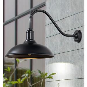 18" Outdoor Gooseneck Barn Light, Matte Black Large Wall Light for Garage, Porch, Entryway, Farmhouse Exterior,Storefront and Sign Lighting (No Sensor), 18"Diameter
