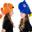 2 x Tigerdoe Fish Hats - Clown Tropical Fish Hat - Costume Hats - Under The Sea Party Hats (2 Pack) - Shark Hat - Blue Orange (Blue, S)