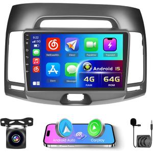 Inefala 4+64G Radio for Hyundai Elantra 2007-2010 CarPlay Stereo Upgrade Android 15 8 Core 9" Touch Screen Android Auto Bluetooth GPS 59UI AHD Backup Camera