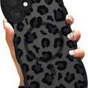 OOK Magnetic Case Fit for iPhone 16 Plus 6.7 Inch (Compatible with MagSafe) Curly Wave Frame Phone Cover with Black Leopard Print Anti-Scratch Shockproof Protection Case for Women Men - Black