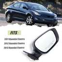 Right Passenger Side Mirror Compatible With 2011 2012 2013 Hyundai Elantra With Manual folding Power Glass Heated Black Replace#HY1321179(5Pins)