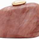 Women Elegant Acrylic Stone Shape Chain Crossbody Bag Chic Marble Shell Purse Wedding Handbag for Banquet Party (Dusty Rose)
