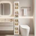 Tall Narrow Storage Cabinet with Movable Wheels, Adjustable Shelves & Magnetic Doors Foldable Slim Plastic Organizer for Bathroom, Kitchen, Laundry, Ideal for Small Spaces(4-Tier,White)