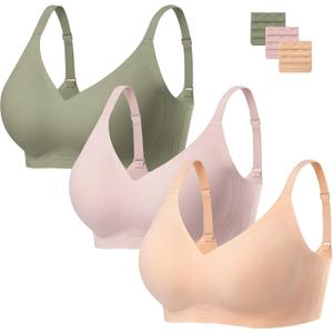 habibee Bra for Women No Underwire Comfort Seamless Bras Push Up Wireless Bras Full Coverage Bralettes, Bra Extender (M)