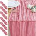 6PCS Table Runner Cheesecloth 10FT Dusty Rose Boho Gauze Cheese Cloth Rustic Sheer Table Runners for Wedding Birthday Bridal Baby Shower Party Decoration