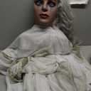 Fun Express Standing Ghost Girl Halloween Decorations Outdoor - 5ft 7in Light Up Ghost with Flashing Red Eyes | Scary Halloween Decor for Porch, Yard & Indoor | Spooky Halloween Ghost Decorations