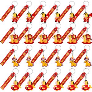 Huaerle 24 Pcs Horse Keychain Chinese New Year Keychains 2026 Chinese Zodiac Horse Keychain Keyring for New Year Zodiac Gift Souvenir