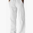 PIDOGYM Men's Cotton Linen Pants, Summer Beach Pants Casual Loose Fit with Elastic Waist Drawstring Size XXS