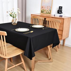 Black Rectangle Tablecloth 60 x 120 inch Washable Oblong Table Cloths Polyester Fabric Table Cover for Dining Party Restaurant Wedding Outdoor
