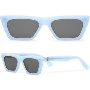 Trendy Sunglasses for Women - Sunglasses Womens with UV protection - Vintage Retro Oval Y2K Fashion Sun Glasses (Nina - Baby Blue)