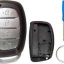 Smart Key Fob Cover Case Shell Fit for Hyundai Tucson Sonata Elantra 2015 2016 2017 2018 2019 2020 2021 Keyless Entry Remote Casing (with Battery Holder B)