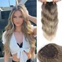 Hair Topper, Big Base 360° 3D Hair Toppers for Women with Thinning Crown, 20 Inch Long Curly Wavy Hair Pieces with Middle Part Clip in Bangs for Daily Use Parties