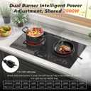 2 Burner Electric Cooktop 110v, 2000W Electric Stove Top Countertop & Built-in, Plug-in Electrics Cooktop 24 Inch, 8 Power Levels & 8 Functions, Touch Control, Safety Lock, Timer, Karienvir, 24 inch black 2 burner