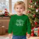 Christmas Sweatshirts Kids Boys Girls 2-7 Years Merry And Bright Sweatshirts Toddler Xmas Long Sleeve Shirt (Green)