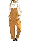 YESNO Women Casual Loose Bib Pants Overalls Baggy Cotton Harem Jumpsuits Rompers with Pockets PV2 L