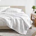 Bare Home Queen Sheet Set - Luxury 1800 Ultra-Soft Microfiber Bed Sheets - Double Brushed - Deep Pockets - Easy Fit - 4 Piece Set - Bed Sheets (Queen, Modern Plaid - White/Grey)