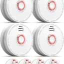 Jemay Smoke Detector, 10-Year Photoelectric Technology Smoke Alarm, 9V Battery Operated Smoke Detector Fire Alarms with Test Button & Low Battery Signal, Fire Alarm for Home, Bedroom, GS528A-C, 4-Pack (4 PACKS)