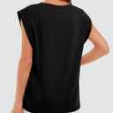 WIHOLL Cap Sleeve Tops for Women Summer Top Basic Tee Shirts Business Casual Tank Loose Fit 2026 Fashion (Black, S)