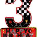 Racing Car Birthday Number Sign Centerpiece, 3rd Wooden Table Decoration for Race Theme 3rd Birthday Decoration