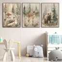 3 Pcs Woodland Animal Nursery Canvas wall art Wild Animals Forest Pictures Wall Decor Paintings hedgehog Bear Deer Watercolor Poster Prints for Boys Girls Room Home Artwork Decoration12inx16in canvas