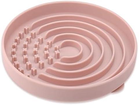 Evenco Slow Feeder Dog Bowls, Slowdown Bowl - Puzzle Silicone Dog Feeding Bowls with Suction Cups, Innovative Lick Mat, Healthy Eating, Dishwasher Microwave Safe, Mealtime Challenge, 7.5" x 1.3"Pink