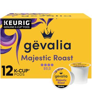 Gevalia Majestic Roast Bold Dark Roast K‐Cup Coffee Pods, 12 ct. Box | Dark Roast K-Cups, 100% Arabica, Distinctively Bold with a Strong, Full-Bodied Flavor & Rich Finish, Never-Bitter (EXP 05/24/25)