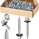 Tandefio Metal Roofing Screws (500) #10 x 1-1/2" Zinc Hex Head with Rubber Washer Sheet Roof Screws Self Tapping Metal to Wood Siding Screw