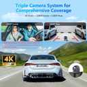 CARPURIDE W903S Wireless Carplay & Android Auto Screen with 3 Channel Dash Cam, 4K Front &1080P Rear, 1080P Infrared Cabin Camera for Cars with 64GB Card, Loop Recording, Bluetooth