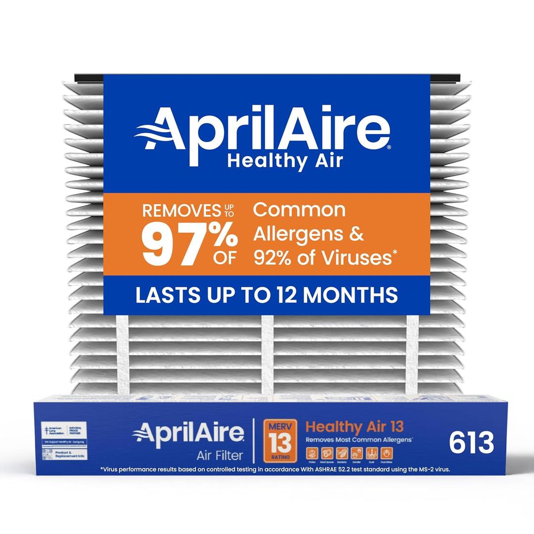 AprilAire 613 Replacement Filter for AprilAire Whole House Air Purifier 1625FG - MERV 13, Healthy Home Allergy, 16x25x4 Air Filter, Healthy Air 13 (Pack of 8)