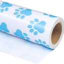 WRAPAHOLIC Paw Print Wrapping Paper Roll - Mini Roll - 17 Inch x 33 Feet - Baby Blue Dog Paw Design, Perfect for Dog Party, Birthday, Baby Shower, Holiday