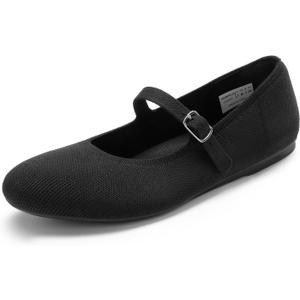 DREAM PAIRS Women's Mary Jane Ballet Flat Shoes Dressy Foldable Knit Flats with Arch Support Comfortable for Casual Work Office (8, Black)
